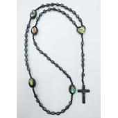 Drum Shape Hematite Beads Rosary with Hematite Crucifix 24inch